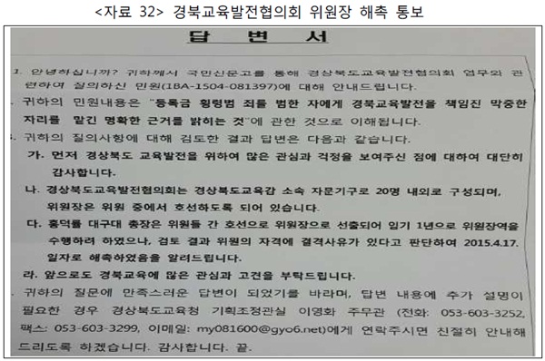 ▲<자료32>경북교육발전협의회위원장해촉통보