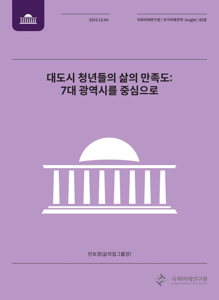 국회미래연구원, '7대 광역시 거주 청년층 삶의 만족도' 보고서 발간