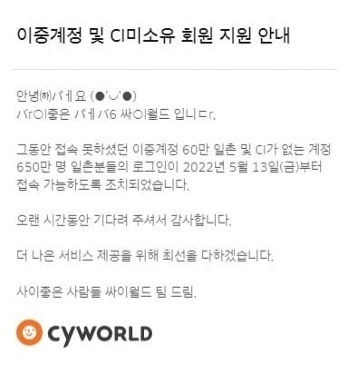 싸이월드, 휴면해제 신청한 회원 사진업로드 80% 완료