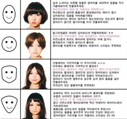 ▲얼굴형에어울리는헤어(출처=인터넷커뮤니티)