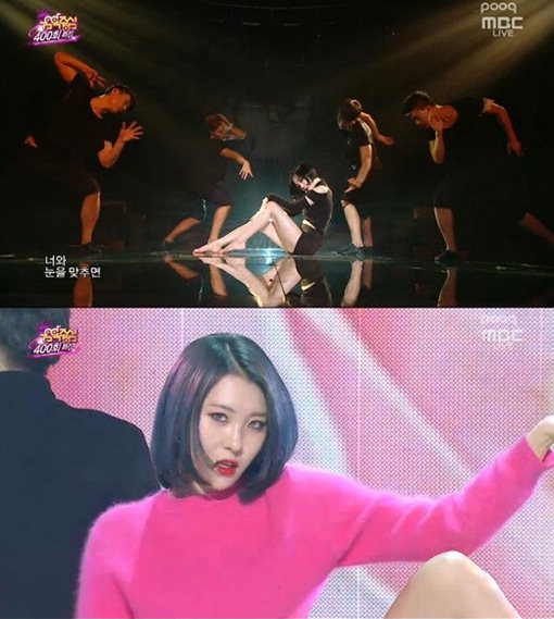 ▲가인VS선미(사진=MBC'쇼음악중심'화면캡처)
