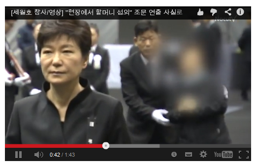 ▲이할머니는청와대경호원인지장례지원단인지남성에의해안내를받듯이계속박근혜대통령을뒤를따랐다.(노컷뉴스동영상스틸컷)