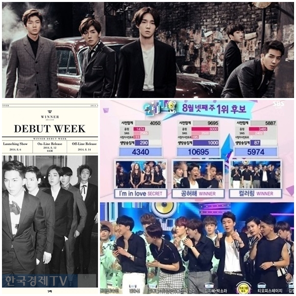 ▲“‘인기가요’위너1위,대박(사진=SBS방송화면,위너앨범자켓)