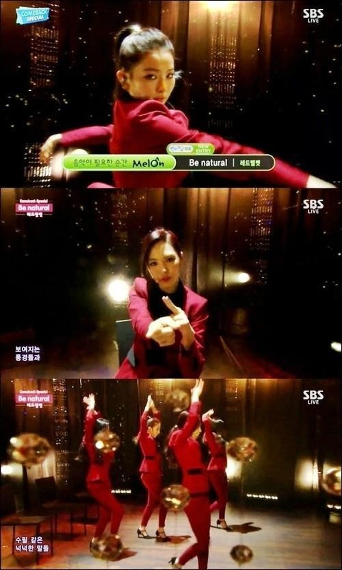 ▲걸그룹레드벨벳은짙은붉은색정장을입은채의자를활용한안무와절도있는군무로시청자들을사로잡았다