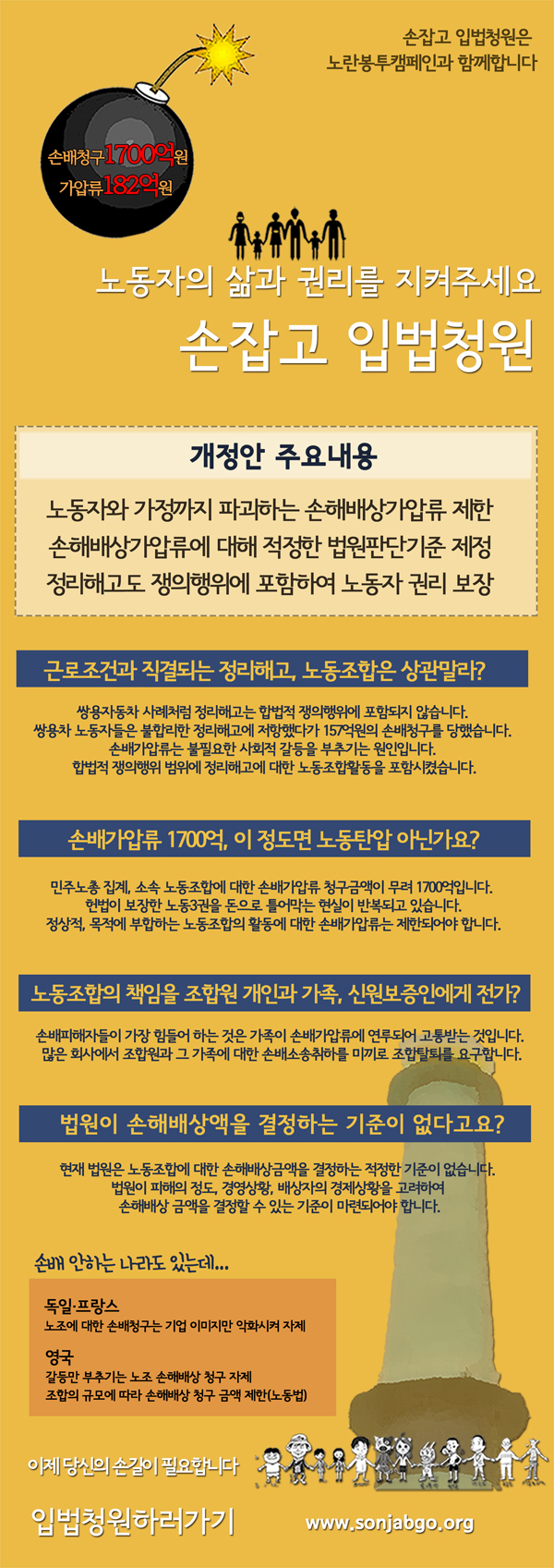 손잡고 “노조에 손해배상ㆍ가압류 문제, 노조법 개정으로 푼다”