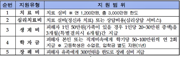 ▲지원유형및지원범위.(제공=부산지검)