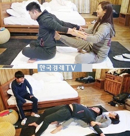 할매네 로봇 장동민, ‘유리와 아찔 3단 과격 요가…막 다뤄드려?