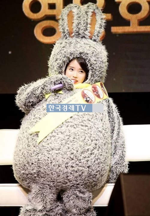 국무총리 표창 수상 아이유, 토끼 인형 모습 '귀요미 그 자체'