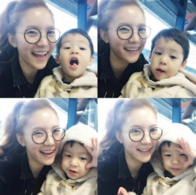 택시 유하나, 동그란 안경 쓴 채…아들과 단란한 모습…베이비 피부가 예술