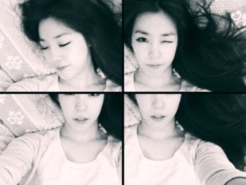 티파니 열애설 부인, 침대에 누워 한쪽 눈 찡끗…잠들기 전 그녀의 청순미
