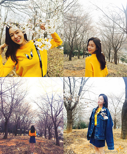 경수진, 벚꽃놀이 가고픈 완벽한 여친룩…싱그러운 미소로 남심 저격
