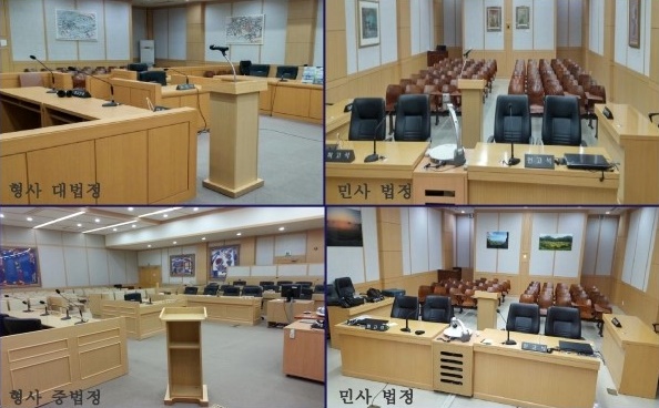 4곳에설치된법정변론대.(사진제공=창원지법)