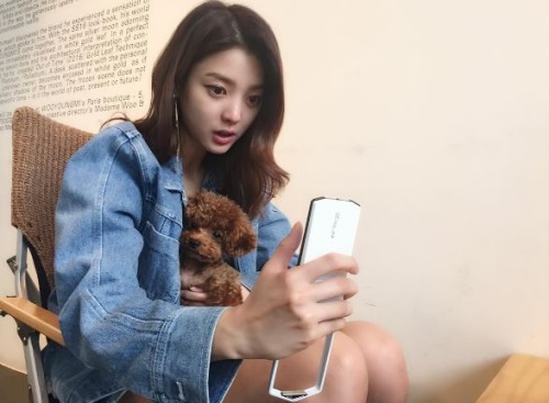 엄현경, 강아지와 즐거운 시간 “푸딩아 사진 좀 찍자”
