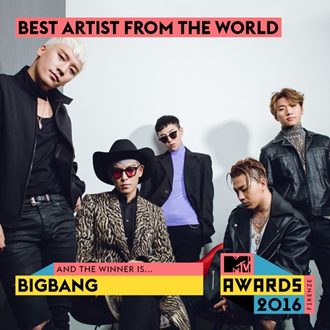 빅뱅, ‘Italian MTV Awards 2016’ 베스트 월드 아티스트상 수상