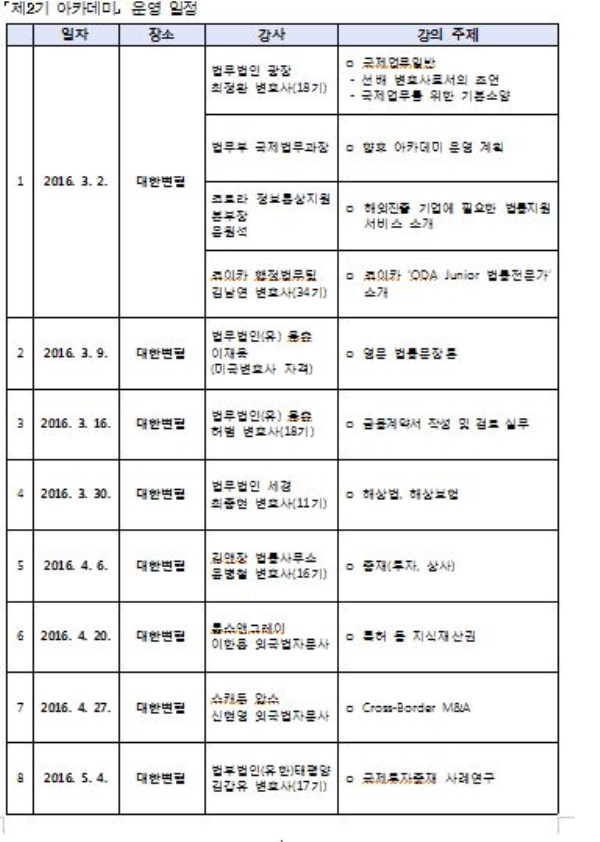 법무부 ‘청년법조인 해외진출 아카데미 수료식’ 개최