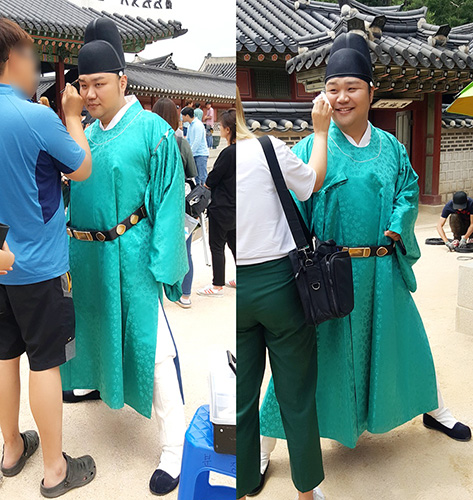태항호, 드라마 촬영 중 ‘매너 다리’ 포착
