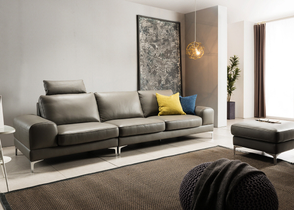 모데르노 4인 슈렁큰 천연면피 소가죽 소파