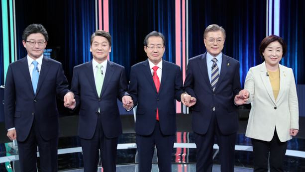 23일 열린 선관위 주최 TV토론 대선후보들 모습 (사진=국회공동취재단)