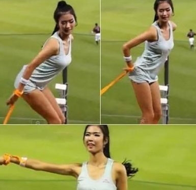 박기량, 그을린 피부에 핫팬츠...열정적인 골반댄스