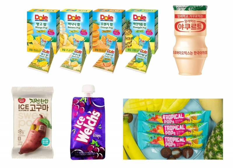기획이미지(왼쪽위부터 시계방향으로 Dole(돌), 한국야쿠르트, 해태제과, 세븐일레븐, 동원F&B.(사진=돌코리아)
