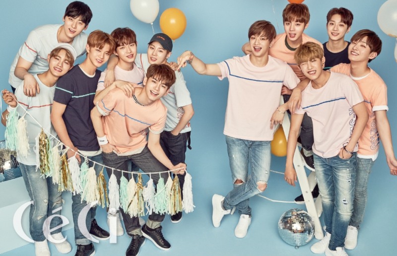 워너원 11인과 함께한 화보. (사진=케이스위스)