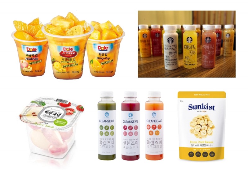 왼쪽위부터 시계방향으로 DOLE(돌), 스타벅스, 썬키스트, 흥국에프엔비, 한국야쿠르트. (사진=돌코리아)