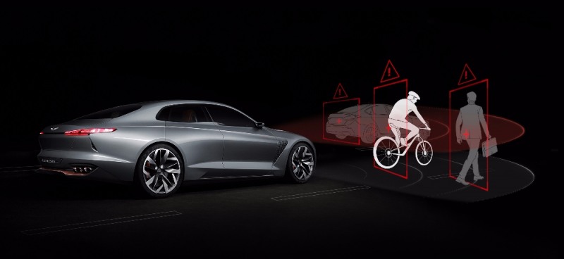 제네시스 G70 전방 충돌방지 보조(FCA).(사진=제네시스)