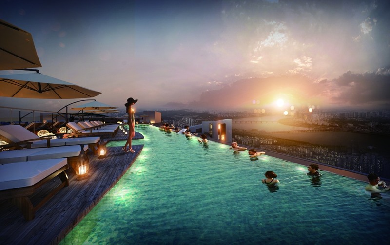 최상층 35층에 마련된 인피니티풀.(사진=롯데건설)