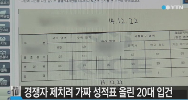 가짜 수능성적표, 그냥 단순 과시용...장난치다 처벌 면치 못한다