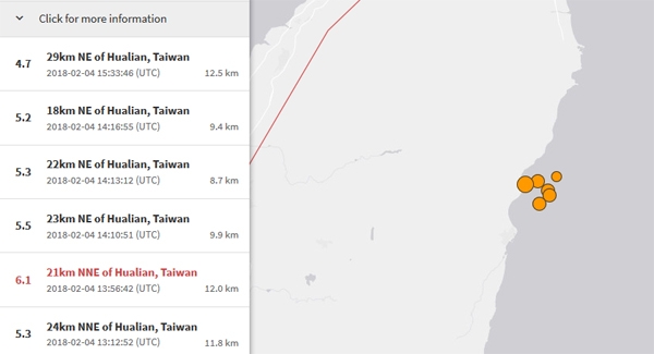대만 지진, 1시간 30여분 동안....6차례 흔들흔들 '불안감 가중되는 현지'