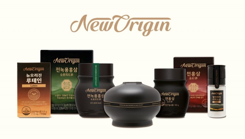왼쪽부터 뉴오리진 루테인, 전녹용홍삼, 전녹용홍삼 프리미엄, 전홍삼, 칼라하리 사막소금 (사진=유한양행)