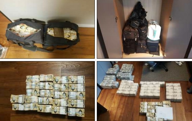 주점 A의 주거지에서 압수한 현금.(사진제공=부산지검)