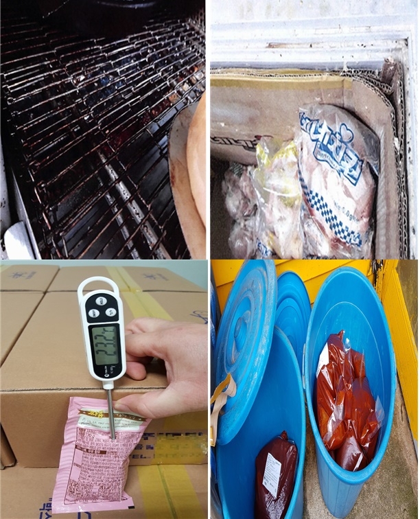 식약처 제공냉장 제품을 실온에 보관하거나 유통기한이 경과한 제품을 사용하는 등 식품위생법을 위반한 프랜차이즈 업체 7곳이 적발됐다. (사진=식약처 제공)