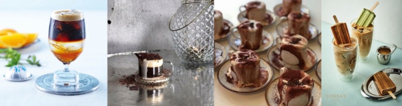 좌부터) 네스프레소, 카페 브랑쿠시 더티커피, 카페 씨스루 스카치노, 콘래드 카페 텐쥐 아이스바 라떼