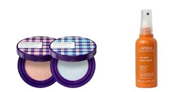 ▲왼쪽부터 투쿨포스쿨 ‘체크 시카 선쿠션 2종’, 아베다 ‘썬 케어 프로텍티브 헤어 베일’