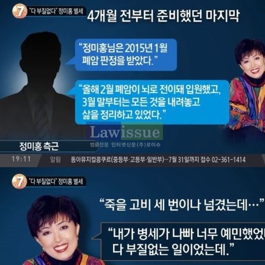 정미홍, 급작스런 비보...이른 아침까지 쏠리는 눈눈눈