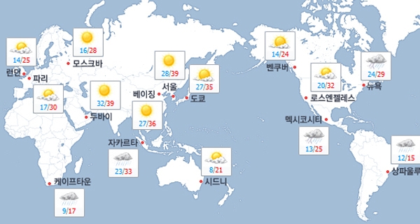 사상 최악의 폭염이 한국을 덮쳤다 / (출처 : naver 기상화면)