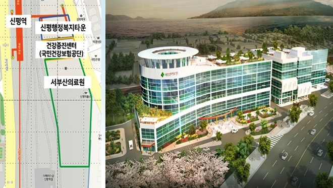 서부산의료원 위치도 및 조감도.(사진=부산시)