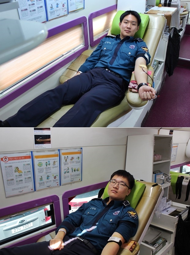 의경들도 헌혈에 동참하고 있다. (사진제공=경남지방경찰청)