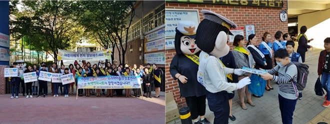 교통안전캠페인을 벌이고 있다.(사진제공=대구달성경찰서)