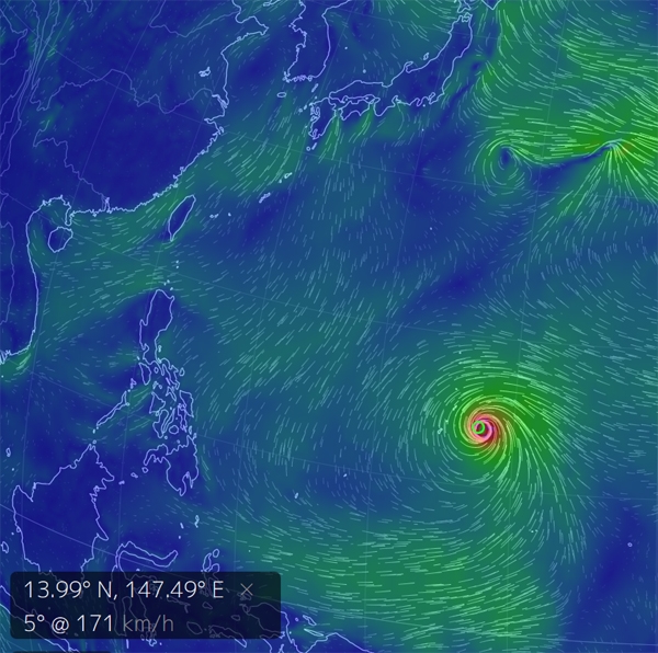 제26호 태풍 위투, '위도 13.8, 경도 147.7 부근...바람세기만 최대 171km/h 육박'