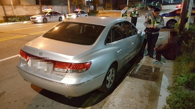 도주 음주차량을 검거.(사진제공=부산지방경찰청)