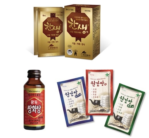 ▲위부터 차례로 현대약품 ‘한생액’, 광동제약 ‘광동 쌍화탕’, 녹십자 ‘원감탕’ (사진=각사 제공)