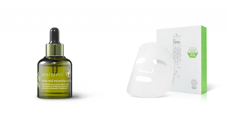 ▲ (왼쪽부터) 이니스프리 ‘올리브 리얼 에센셜 오일 Ex.’, 셀트윗 ‘이엑스 시그널 컨트롤 마스크’