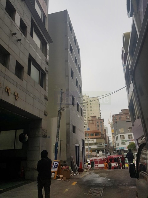 부산 부산진구 상가오피스텔 화재 현장.(사진제공=부산지방경찰청)