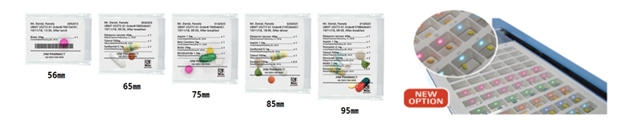 다양한 사이즈의 조제봉투(左) 와  최대 6가지 LED 색상으로 구분되는 의약품 트레이(右) 