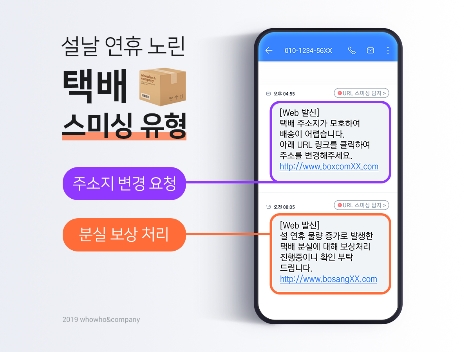 후후앤컴퍼니의 설 연휴 택배 스미싱 주의보 사진자료. 사진=후후앤컴퍼니