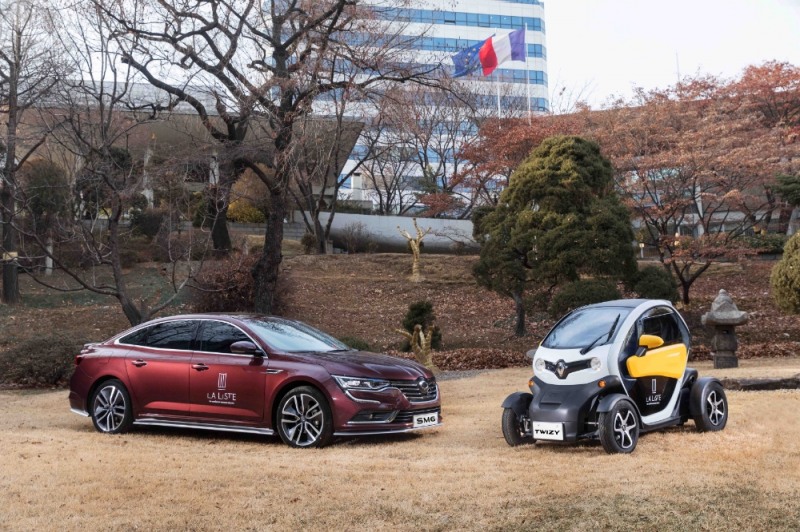 라 리스트 2019 서울 행사에 전시된 SM6와 트위지.(사진=르노삼성자동차)