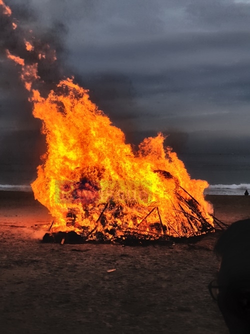 송정해수욕장 달집태우기.(사진제공=부산경찰청)