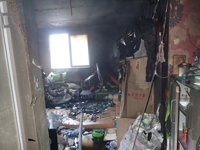 원룸화재 현장.(사진제공=금정소방서)